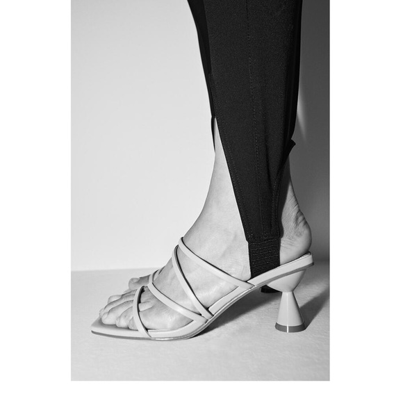 Zara Heeled Leather Square Toe Sandals - Picture 5 of 9